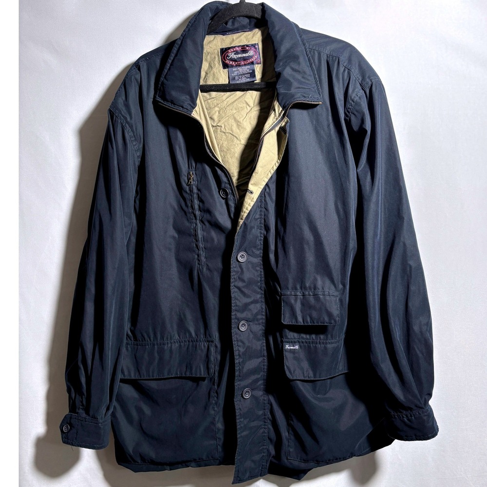 Faconnable Water Resistant Full Zip Button Jacket‎ Coat Navy Blue Men's Size L